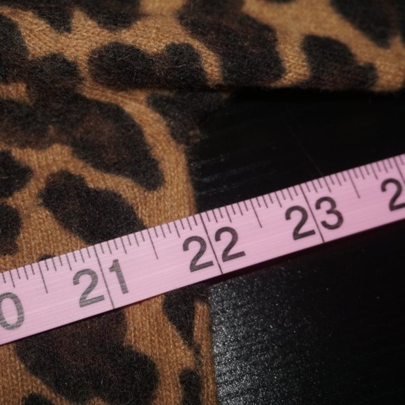 Vintage 90s Animal Leopard Print Lambswool Angora Cardigan Sweater Large - Picture 4 of 5